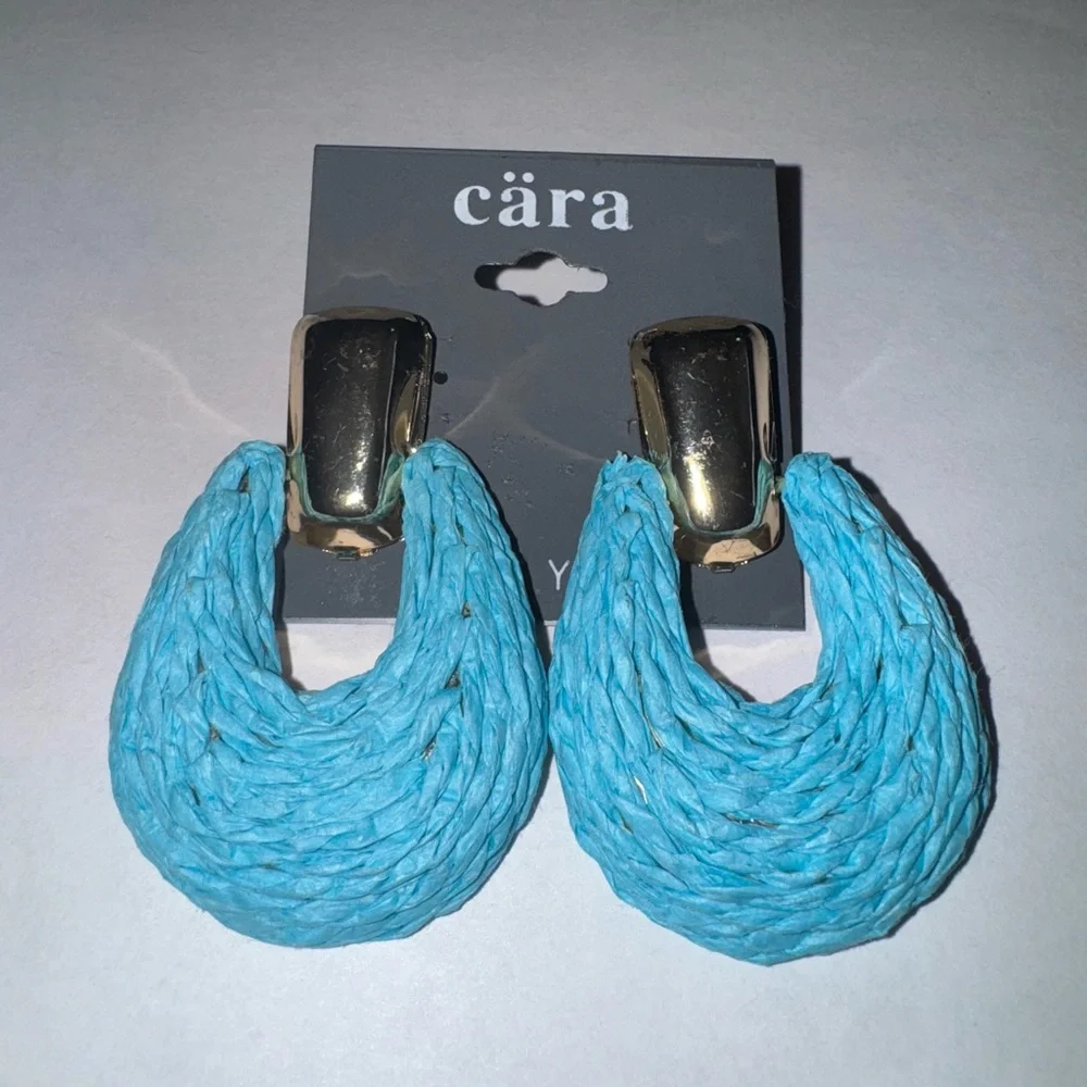 Cara Cara Blue and Gold Chunky Crescent Earrings
